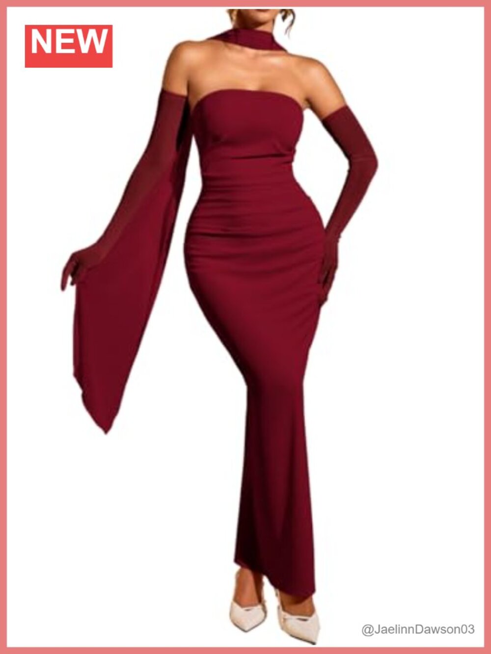 Women's Bodycon Maxi Dress Set with Scarf & Gloves Ruched Slit Party